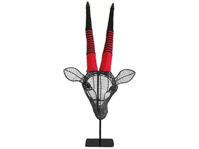 Gemsbok 55cm Wall Hanging - Black with Black and Red Rope